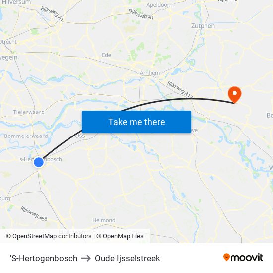 'S-Hertogenbosch to Oude Ijsselstreek map