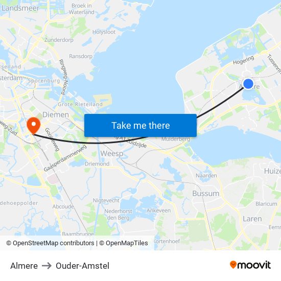 Almere to Ouder-Amstel map