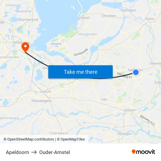 Apeldoorn to Ouder-Amstel map