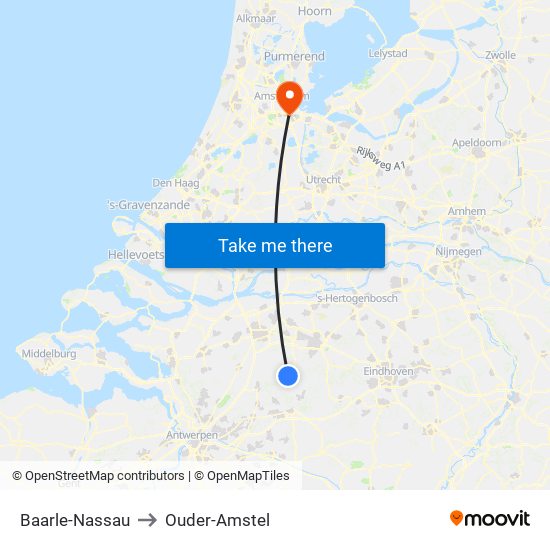 Baarle-Nassau to Ouder-Amstel map