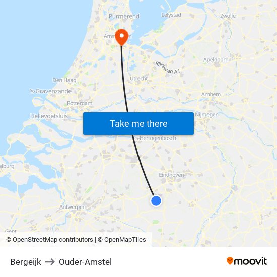 Bergeijk to Ouder-Amstel map