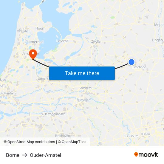 Borne to Ouder-Amstel map