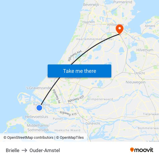 Brielle to Ouder-Amstel map