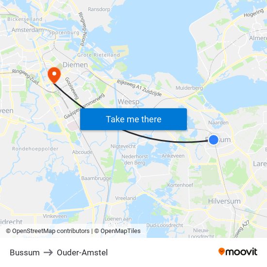 Bussum to Ouder-Amstel map