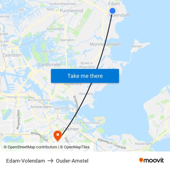 Edam-Volendam to Ouder-Amstel map