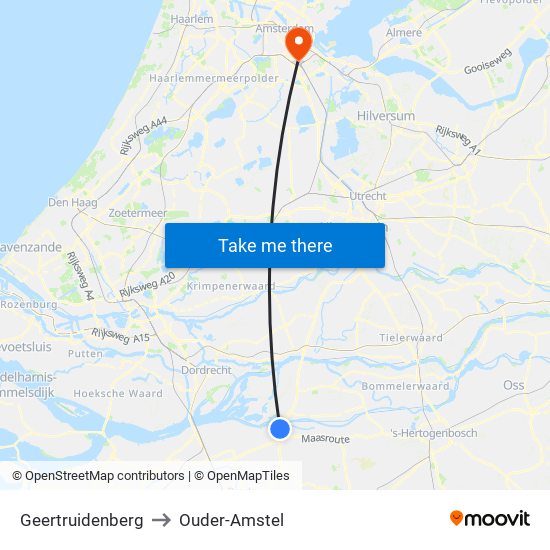 Geertruidenberg to Ouder-Amstel map