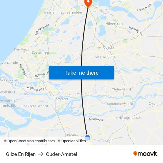 Gilze En Rijen to Ouder-Amstel map