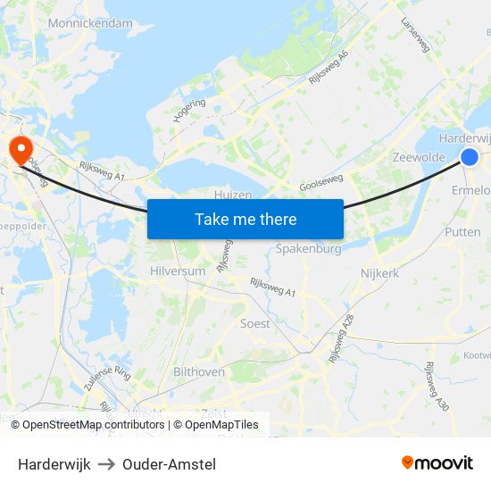 Harderwijk to Ouder-Amstel map