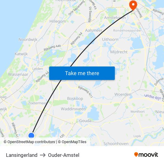 Lansingerland to Ouder-Amstel map