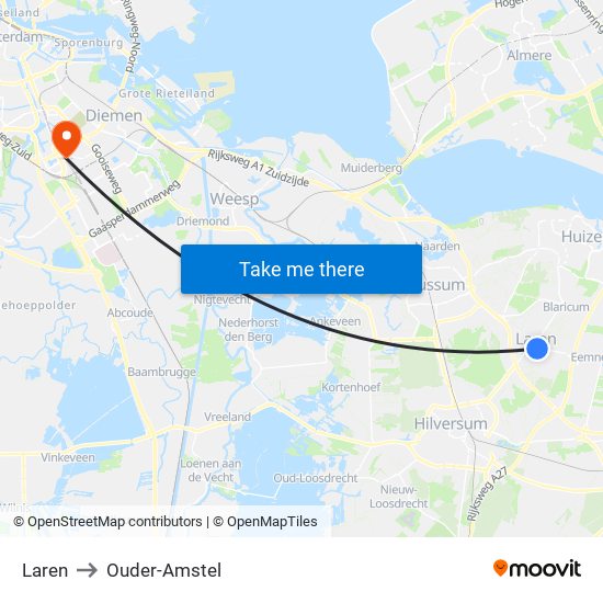 Laren to Ouder-Amstel map