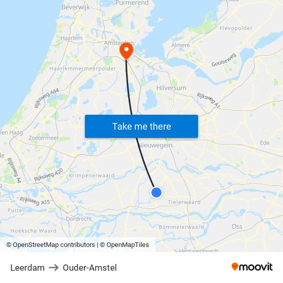 Leerdam to Ouder-Amstel map