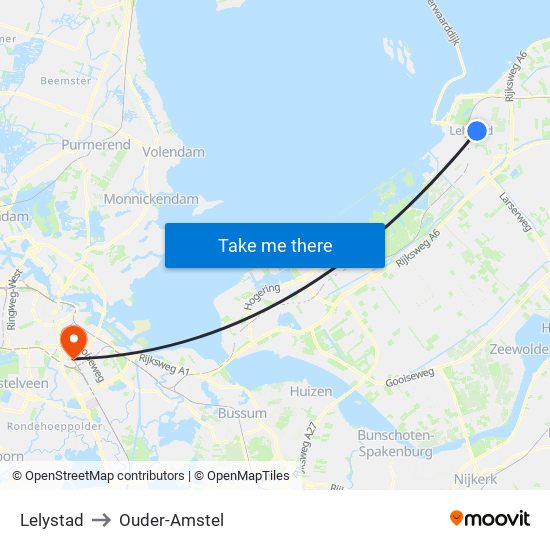 Lelystad to Ouder-Amstel map