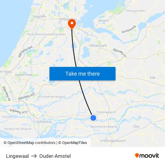 Lingewaal to Ouder-Amstel map