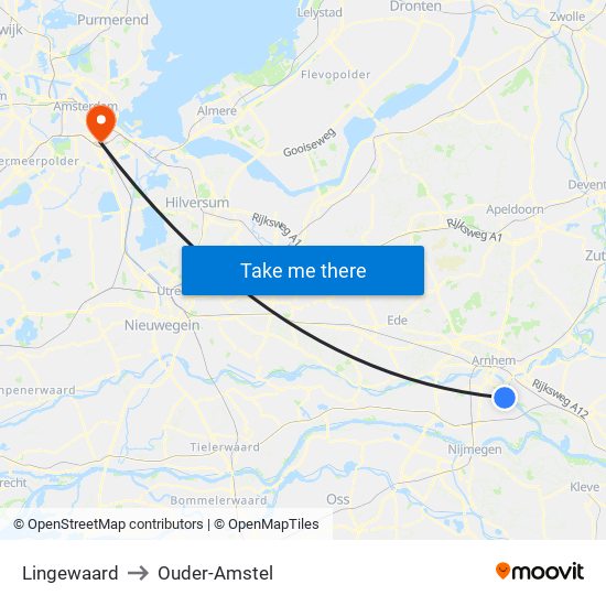 Lingewaard to Ouder-Amstel map