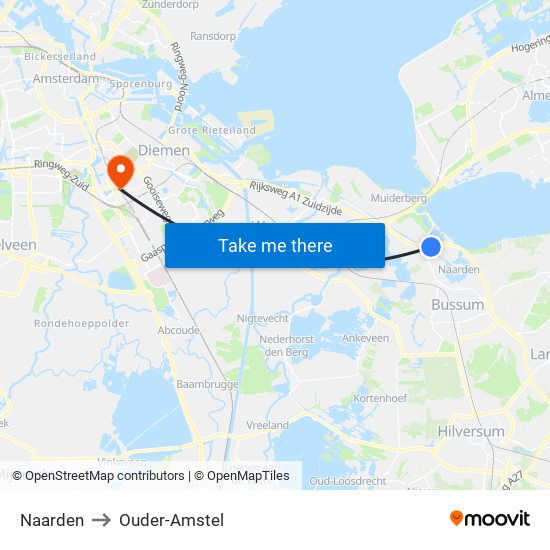Naarden to Ouder-Amstel map