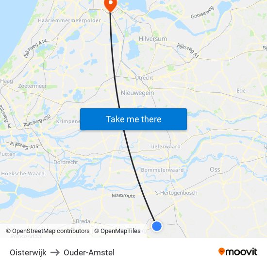 Oisterwijk to Ouder-Amstel map