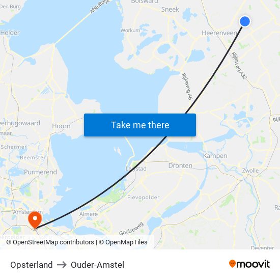 Opsterland to Ouder-Amstel map