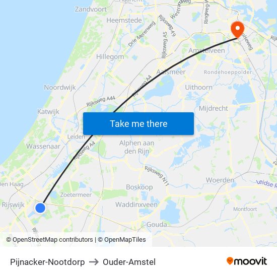 Pijnacker-Nootdorp to Ouder-Amstel map