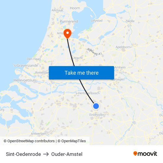 Sint-Oedenrode to Ouder-Amstel map