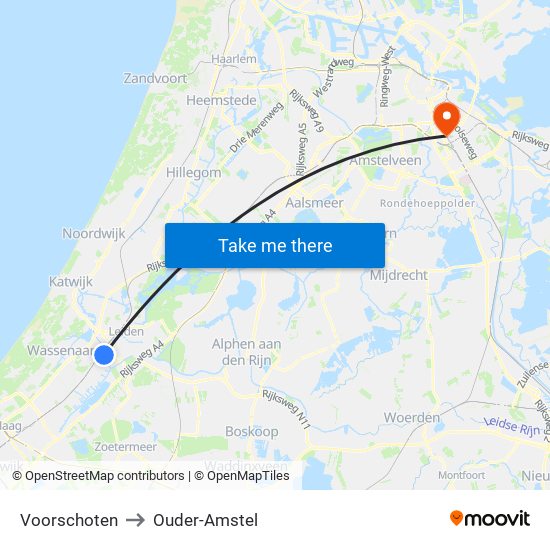 Voorschoten to Ouder-Amstel map