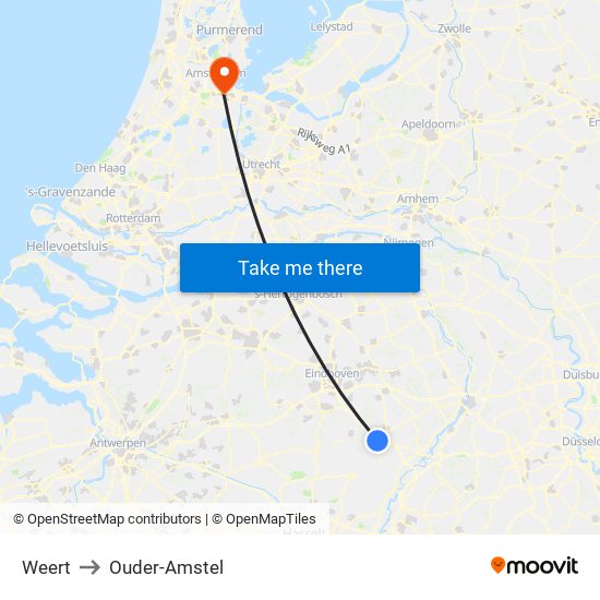 Weert to Ouder-Amstel map