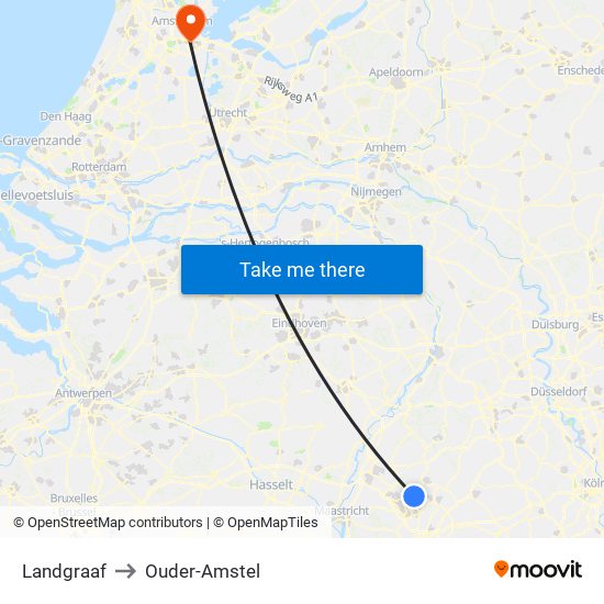 Landgraaf to Ouder-Amstel map