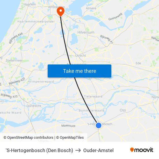 'S-Hertogenbosch (Den Bosch) to Ouder-Amstel map