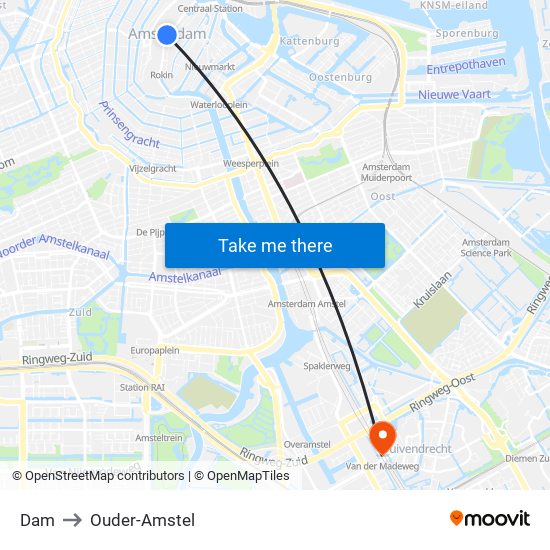 Dam to Ouder-Amstel map