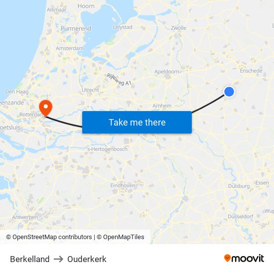 Berkelland to Ouderkerk map