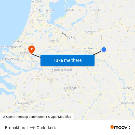 Bronckhorst to Ouderkerk map