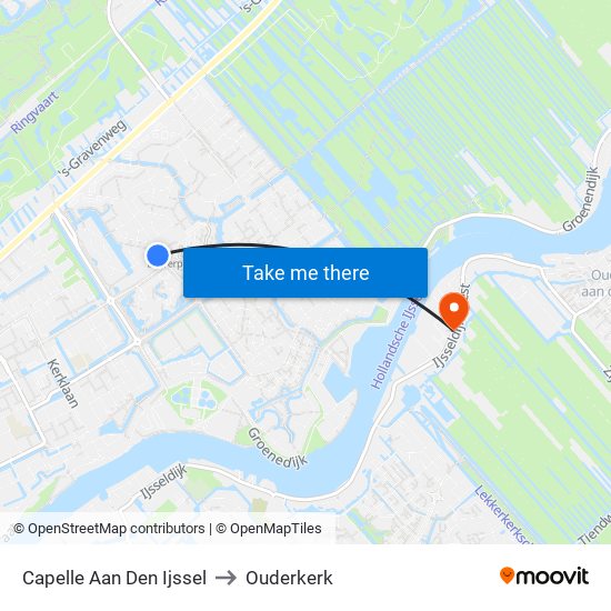 Capelle Aan Den Ijssel to Ouderkerk map