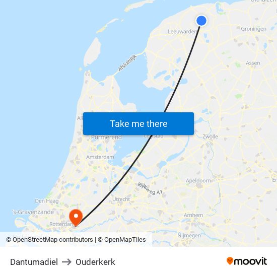 Dantumadiel to Ouderkerk map