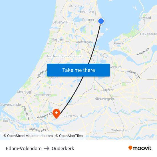 Edam-Volendam to Ouderkerk map