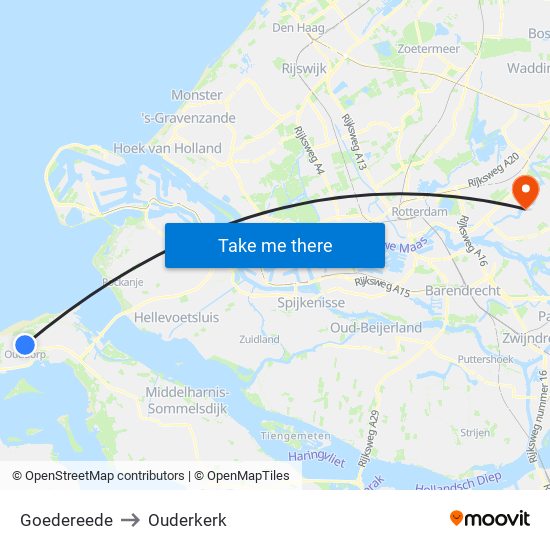 Goedereede to Ouderkerk map