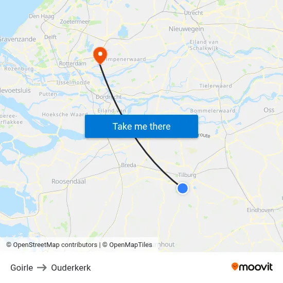 Goirle to Ouderkerk map