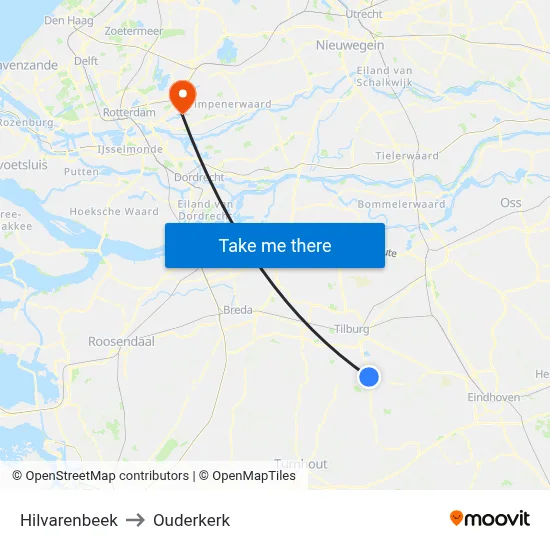 Hilvarenbeek to Ouderkerk map