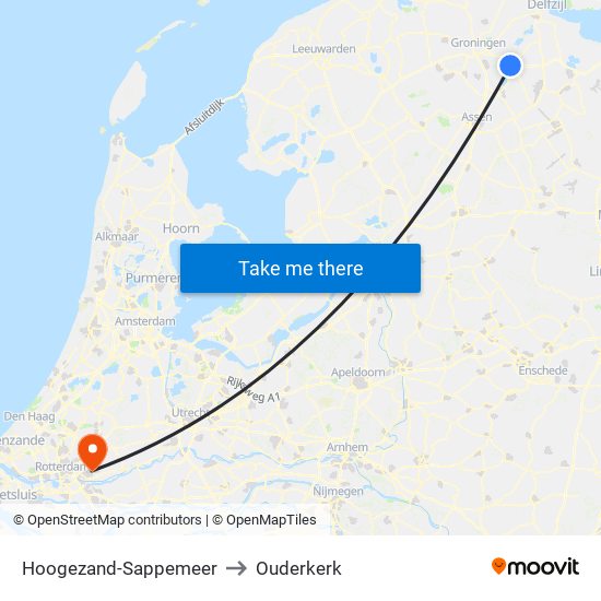 Hoogezand-Sappemeer to Ouderkerk map