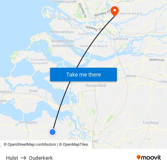 Hulst to Ouderkerk map