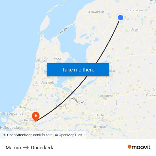 Marum to Ouderkerk map