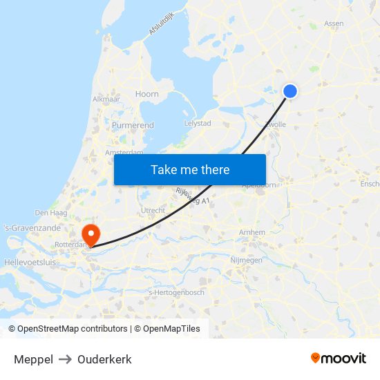 Meppel to Ouderkerk map