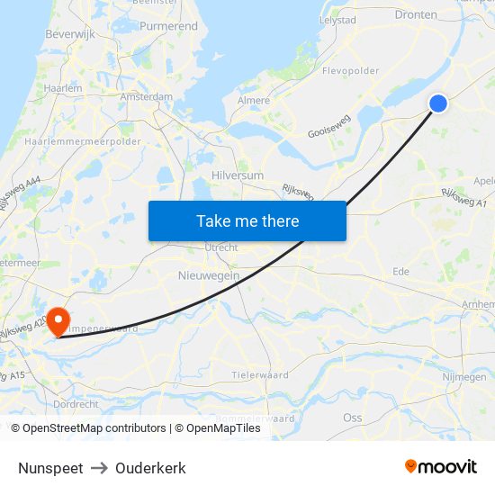 Nunspeet to Ouderkerk map