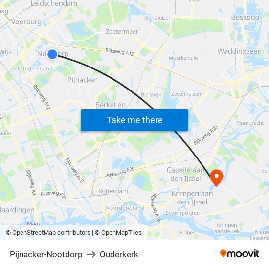 Pijnacker-Nootdorp to Ouderkerk map