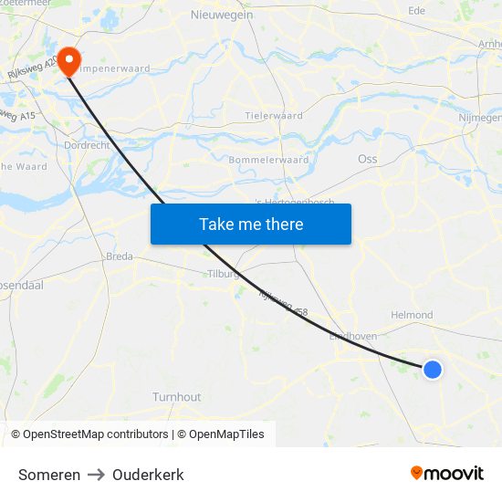 Someren to Ouderkerk map