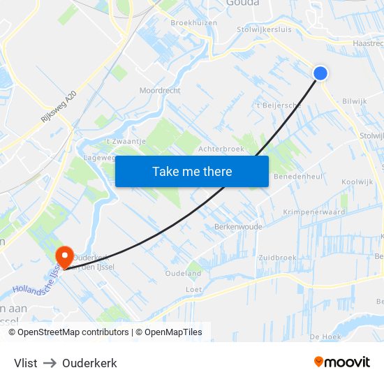 Vlist to Ouderkerk map