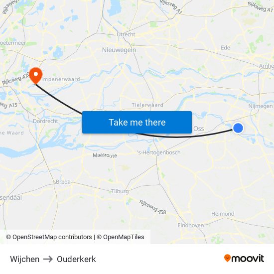 Wijchen to Ouderkerk map