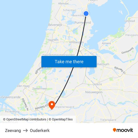 Zeevang to Ouderkerk map