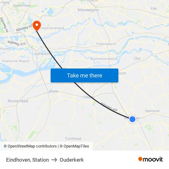 Eindhoven, Station to Ouderkerk map