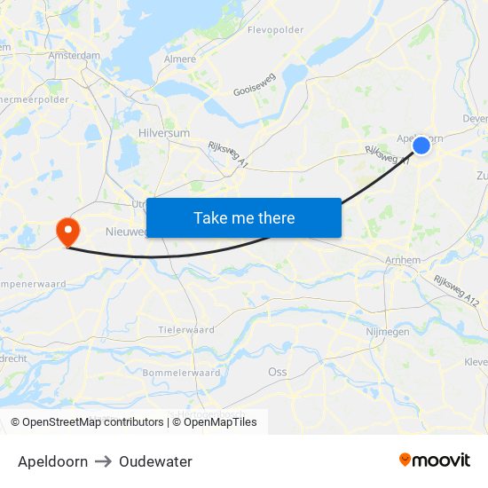 Apeldoorn to Oudewater map