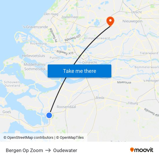 Bergen Op Zoom to Oudewater map