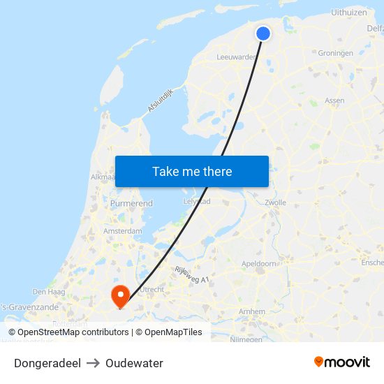 Dongeradeel to Oudewater map